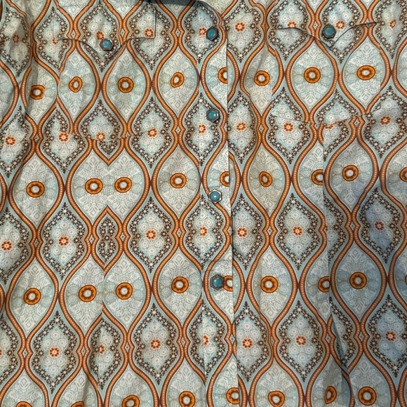 Rough Stack Panhandle Slim Retro Print Pearl Snap Button Down Shirt - Picture 8 of 10